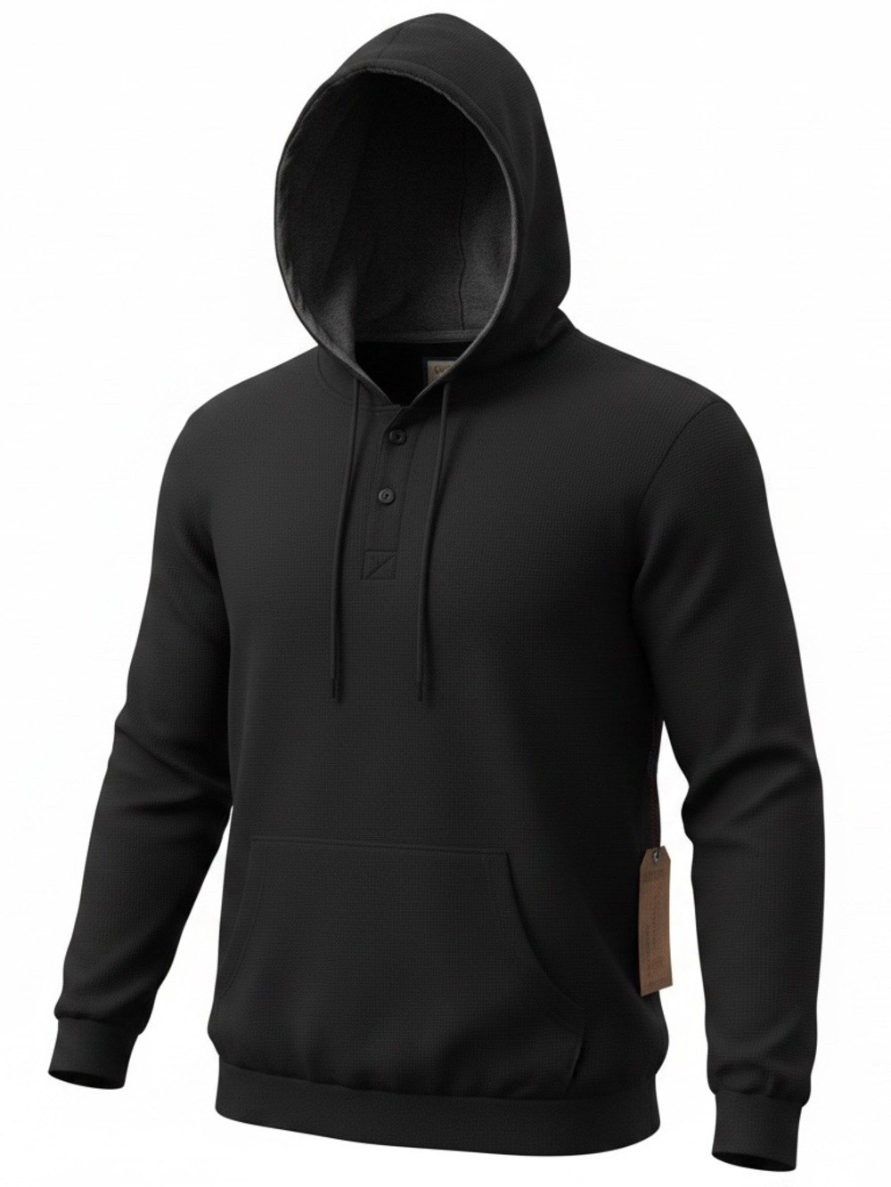 Hudson & Barrow NYC Men's Hooded Henley Pullover Hoodie Black Size M NWT